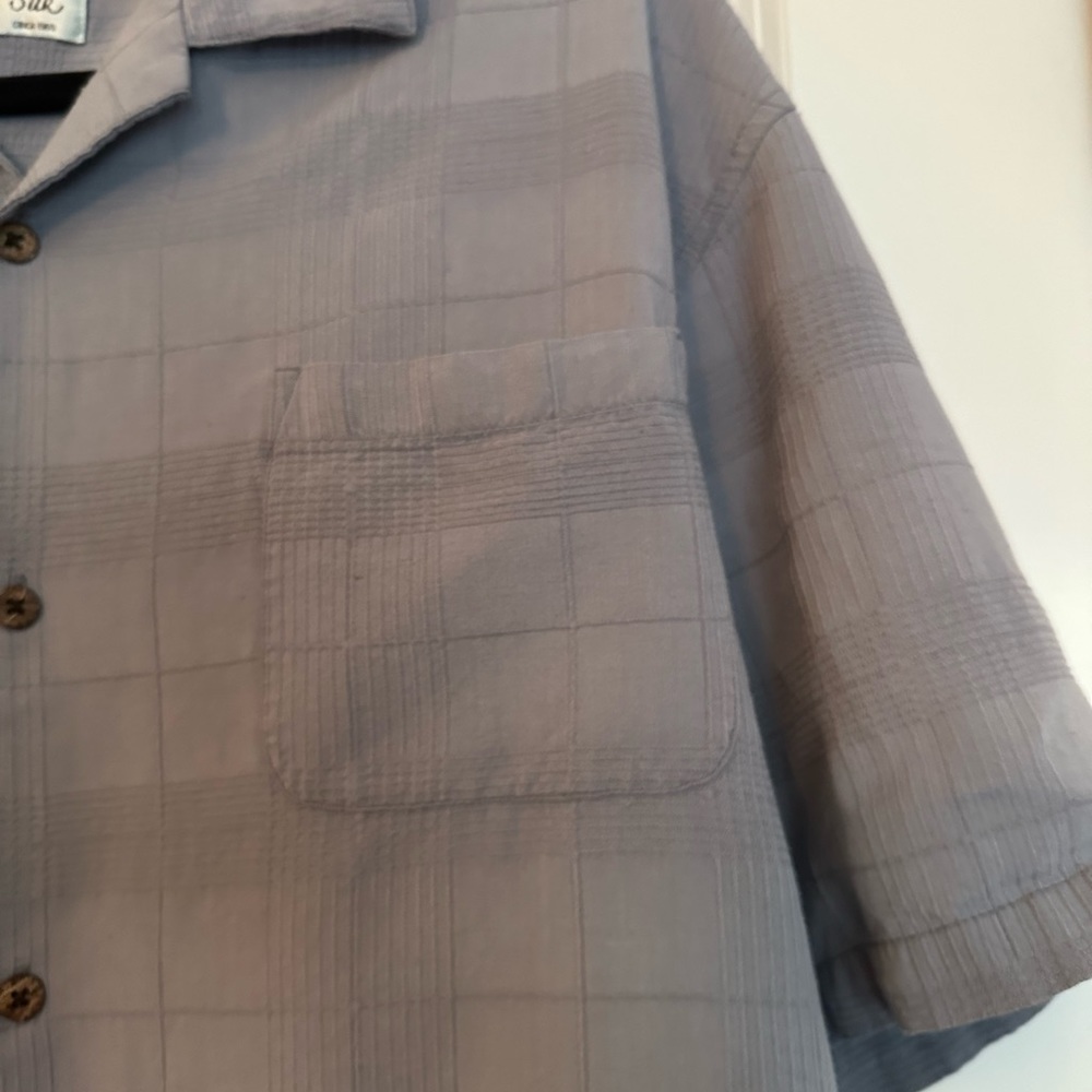 Vintage Silk Mens Gray Button Down Shirt size XL - Picture 5 of 5